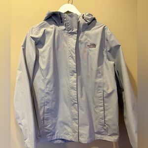 The North Face Women's Light Gray Hooded Rain Jacket